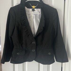 White House Black Market Polka Dot Blazer with Ruffle Detail